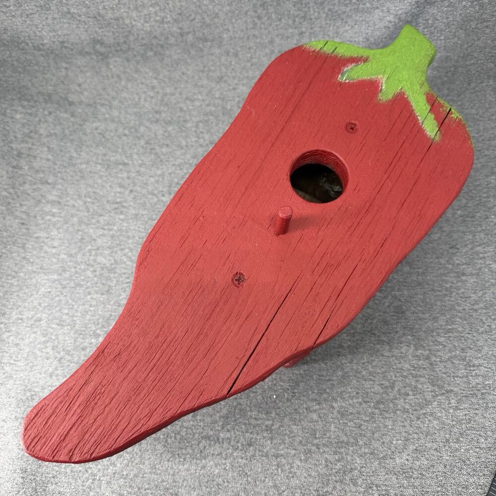 Handcrafted Reclaimed Barn Wood Chili Pepper Bird House Red Garden Decor 15 Inch
